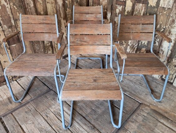 metal wood slatted cantilever dining chairs seating occasional chairs