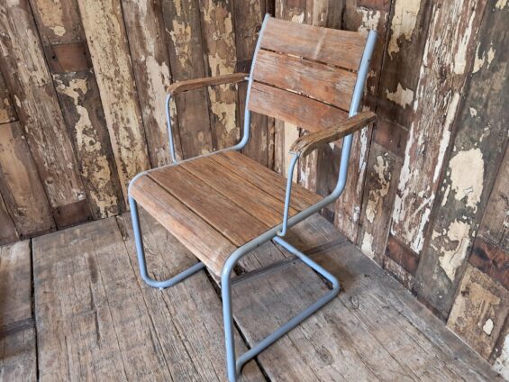 metal wood slatted cantilever dining chairs seating occasional chairs