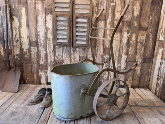 victorian metal and iron water carrier garden decorative