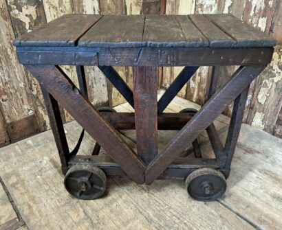 wooden wheeled mill cart furniture tables industrial