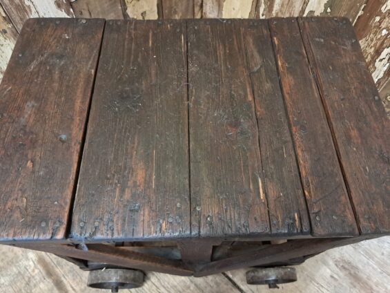 wooden wheeled mill cart furniture tables industrial