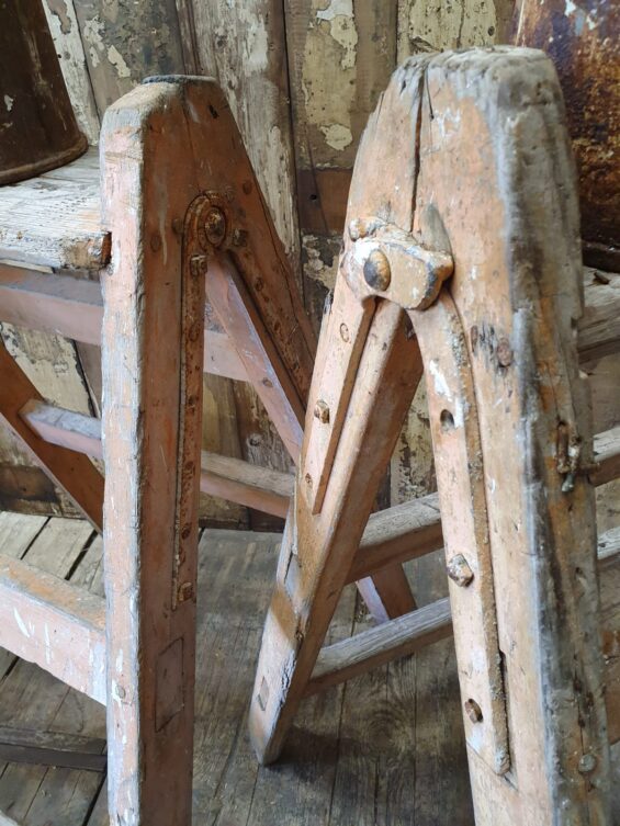 pair of wooden painted trestles decorative homewares garden