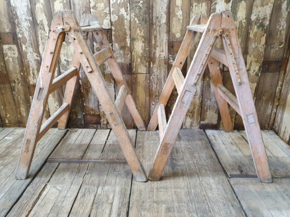 pair of wooden painted trestles decorative homewares garden