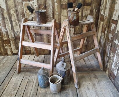 pair of wooden painted trestles decorative homewares garden