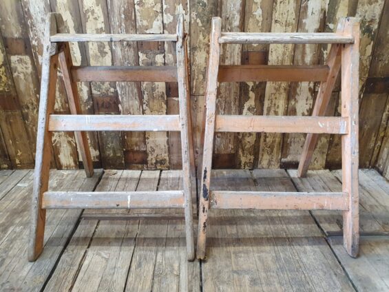 pair of wooden painted trestles decorative homewares garden