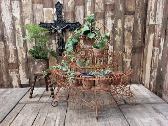 Victorian ornate metal etagere garden furniture planters decorative