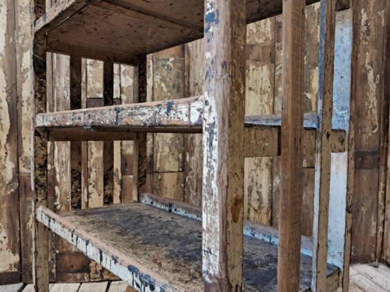 wooden shoemakers rack furniture storage industrial