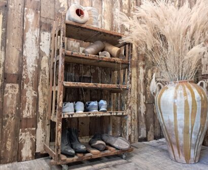 wooden shoemakers rack furniture storage industrial