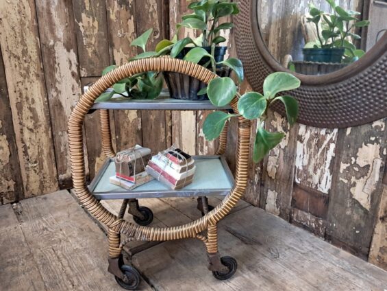 circular trolley rattan timber tray trolley furniture storage homewares