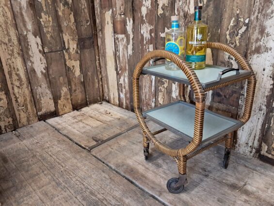 circular trolley rattan timber tray trolley furniture storage homewares