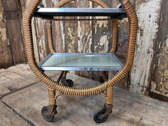 circular trolley rattan timber tray trolley furniture storage homewares