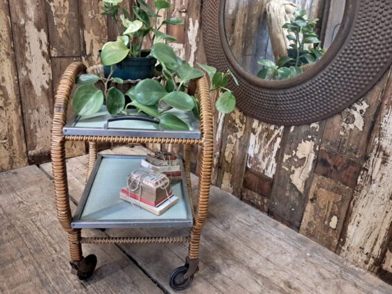 circular trolley rattan timber tray trolley furniture storage homewares