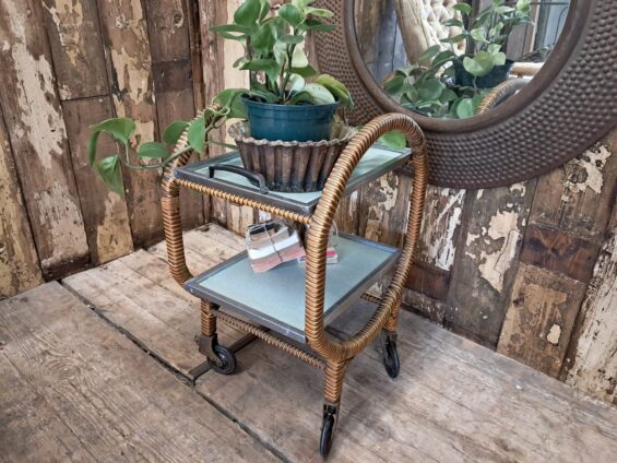 circular trolley rattan timber tray trolley furniture storage homewares