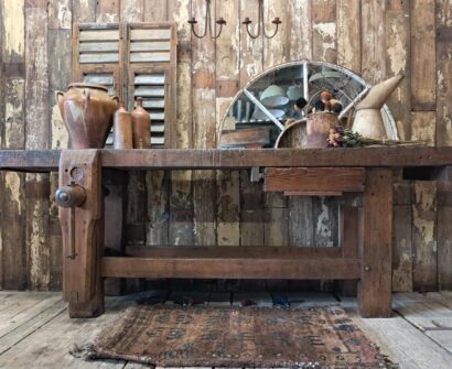 wooden workbench vice furniture tables industrial