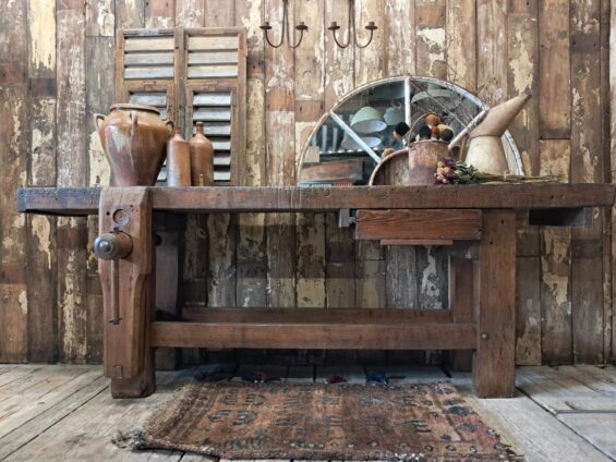wooden workbench vice furniture tables industrial