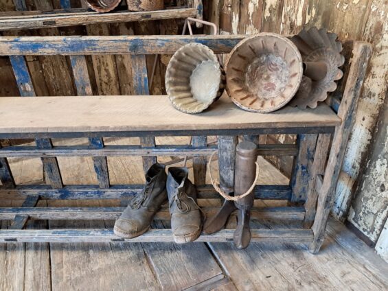 rustic wooden haycart side shelves furniture storage