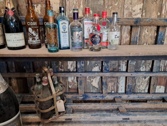 rustic wooden haycart side shelves furniture storage