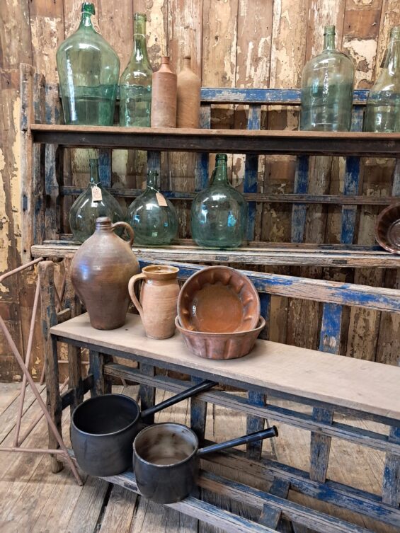 rustic wooden haycart side shelves furniture storage