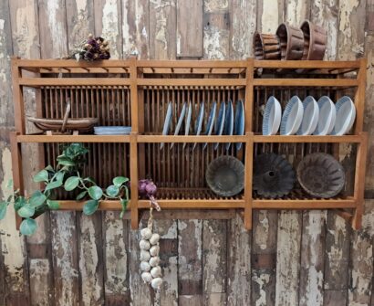 a 3 tier pine plate rack furniture storage homewares