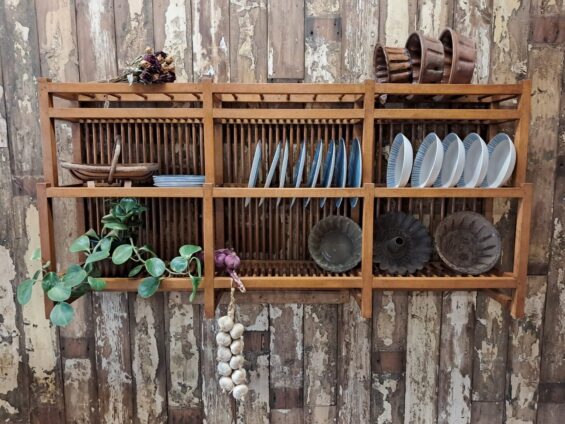 a 3 tier pine plate rack furniture storage homewares