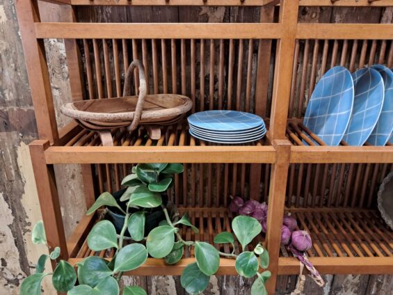 a 3 tier pine plate rack furniture storage homewares