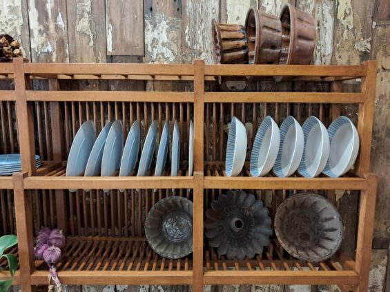 a 3 tier pine plate rack furniture storage homewares