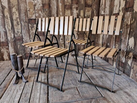 wood metal folding bistro chairs garden furniture occasional chairs