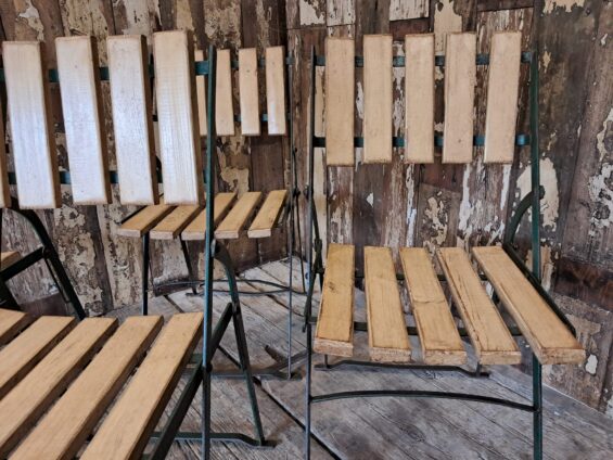 wood metal folding bistro chairs garden furniture occasional chairs