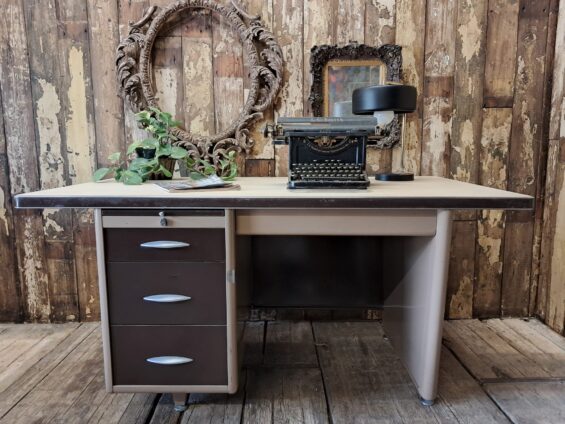 metal vinyl one pedestal desk furniture tables industrial