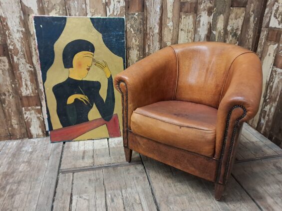 vintage leather club chair seating armchairs