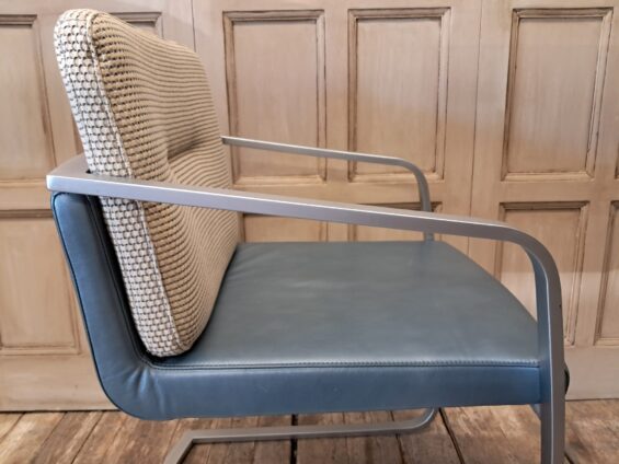 chrome leather and fabric cantilever office chair seating occasional chairs
