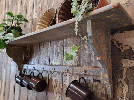 painted wooden shelf decorative homewares storage