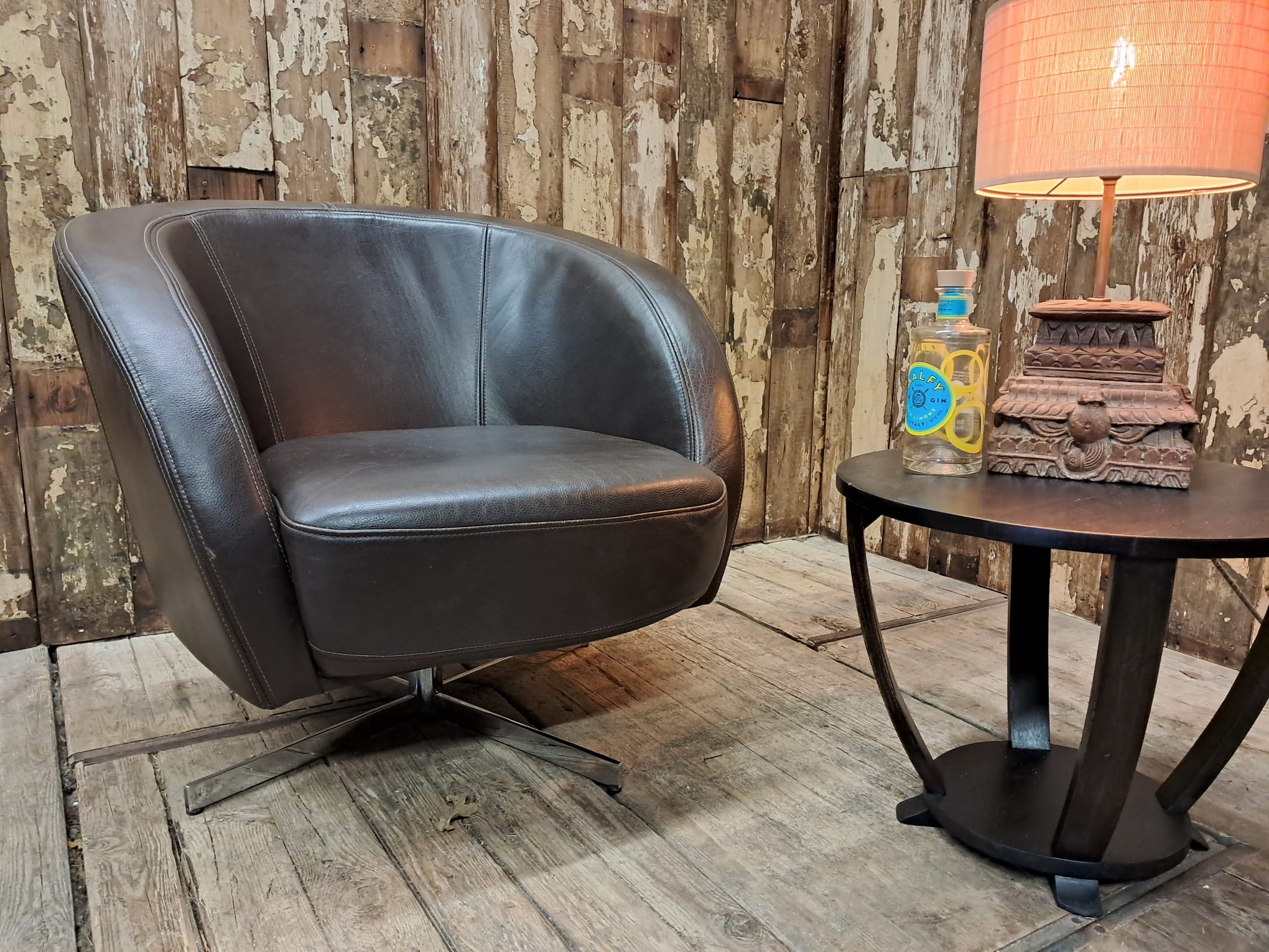 leather chrome tub swivel chair seating armchairs