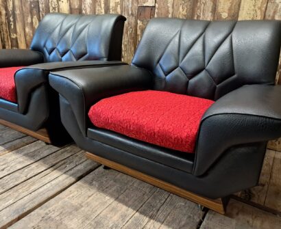 vinyl mid century armchairs seating