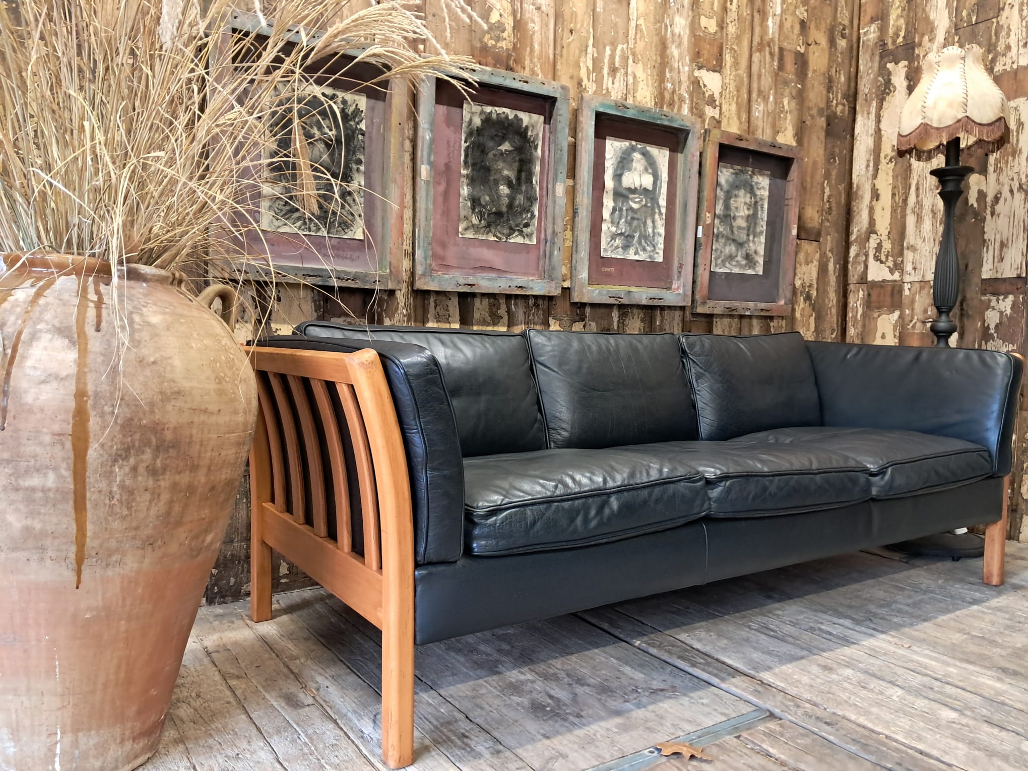 leather beech three seat danish stouby seating sofas