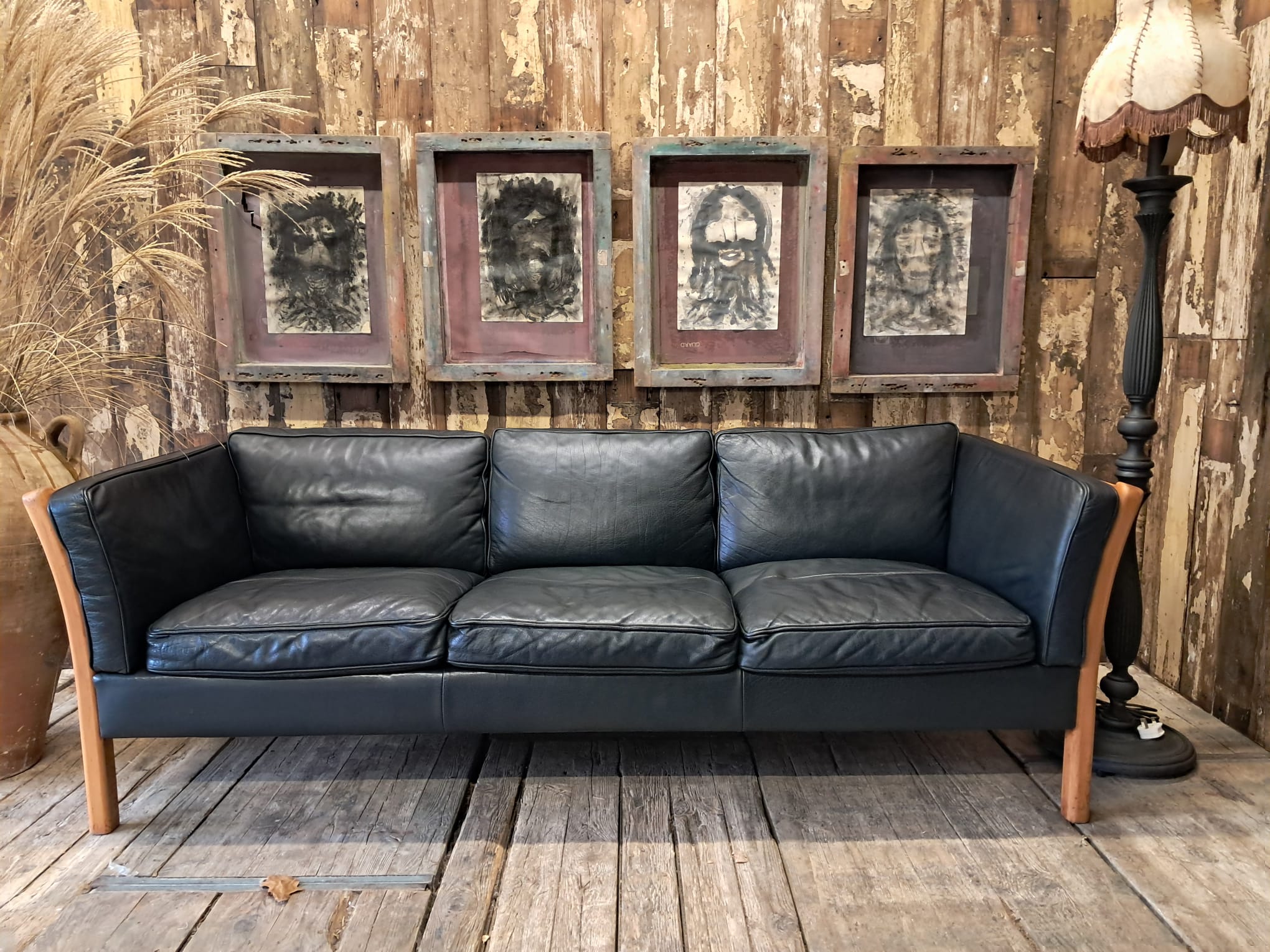 leather beech three seat danish stouby seating sofas