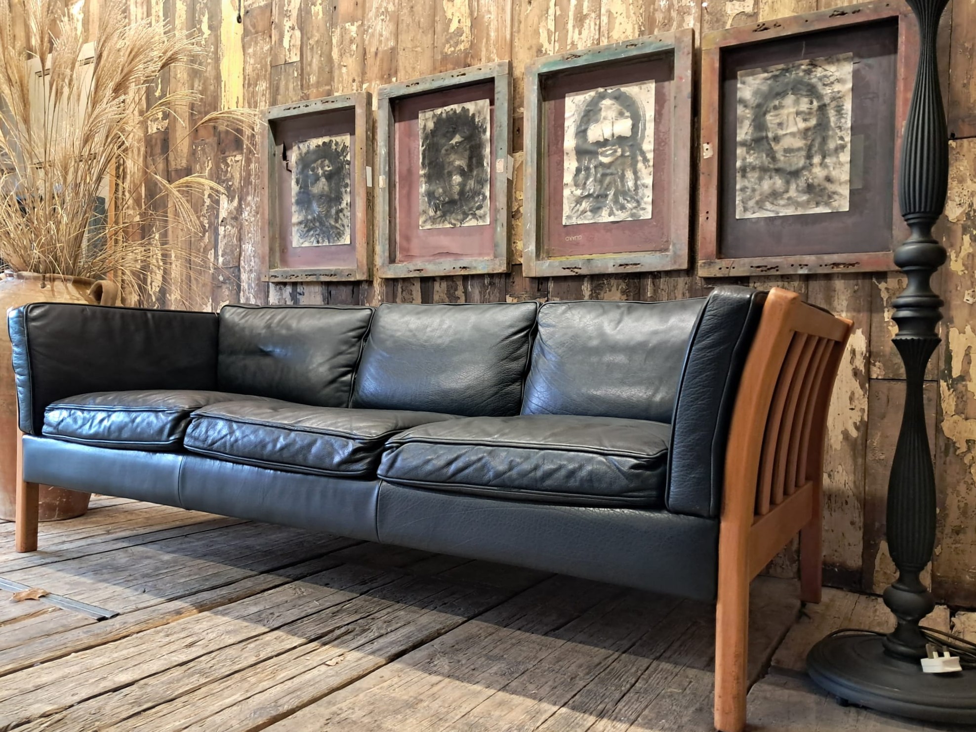 leather beech three seat danish stouby seating sofas