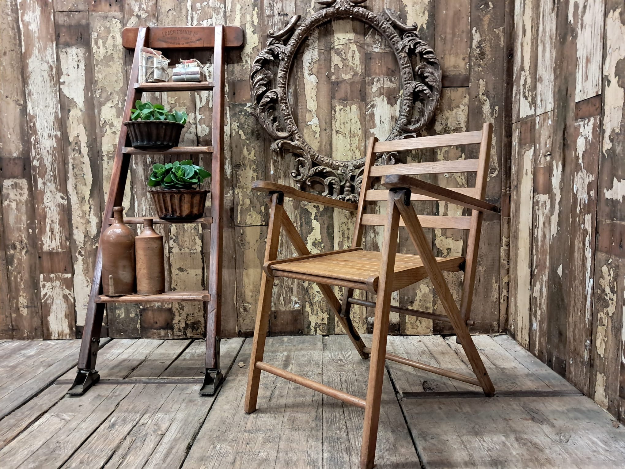 hardwood wall ladder shelf decorative homewares garden