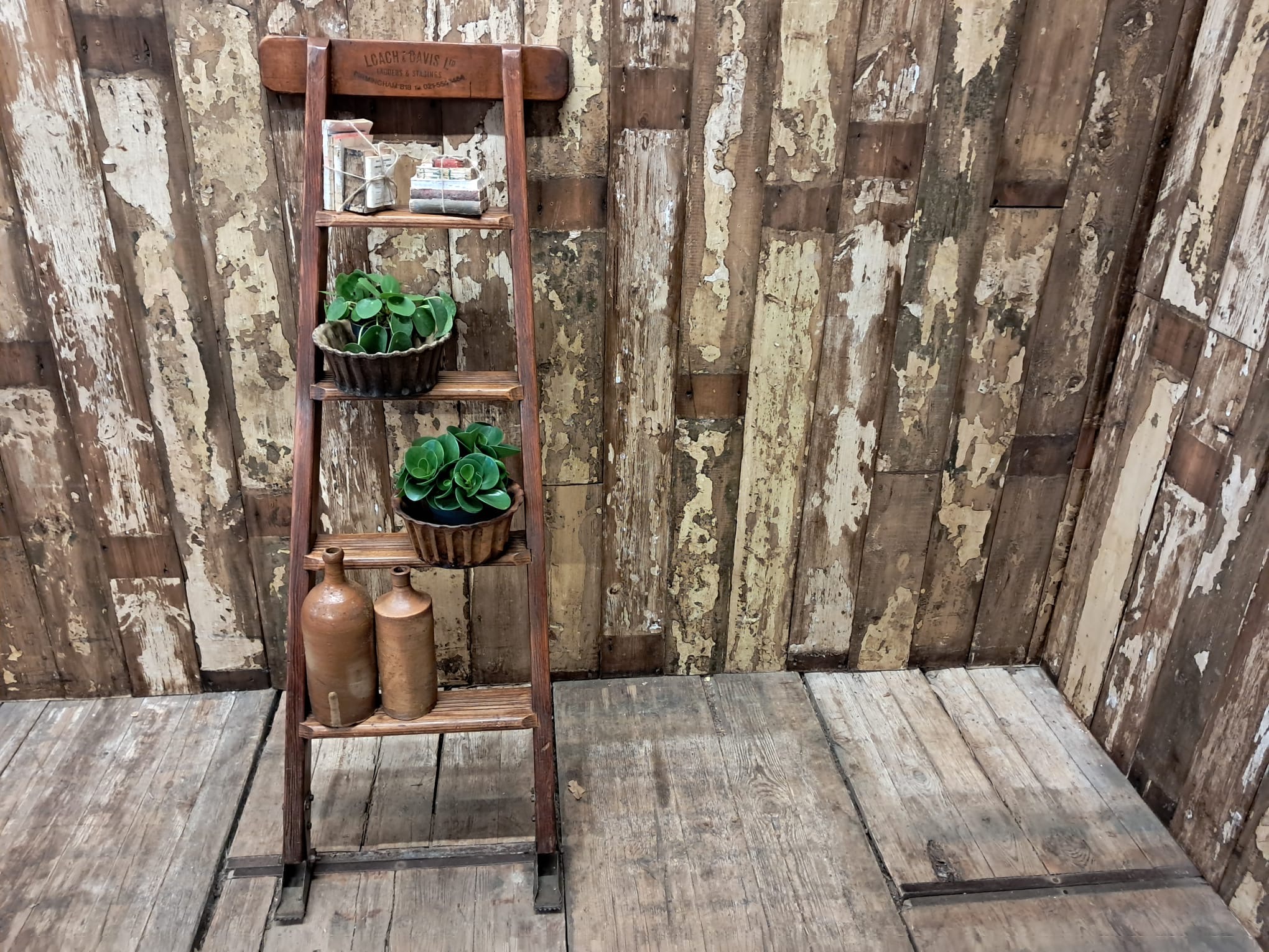 hardwood wall ladder shelf decorative homewares garden