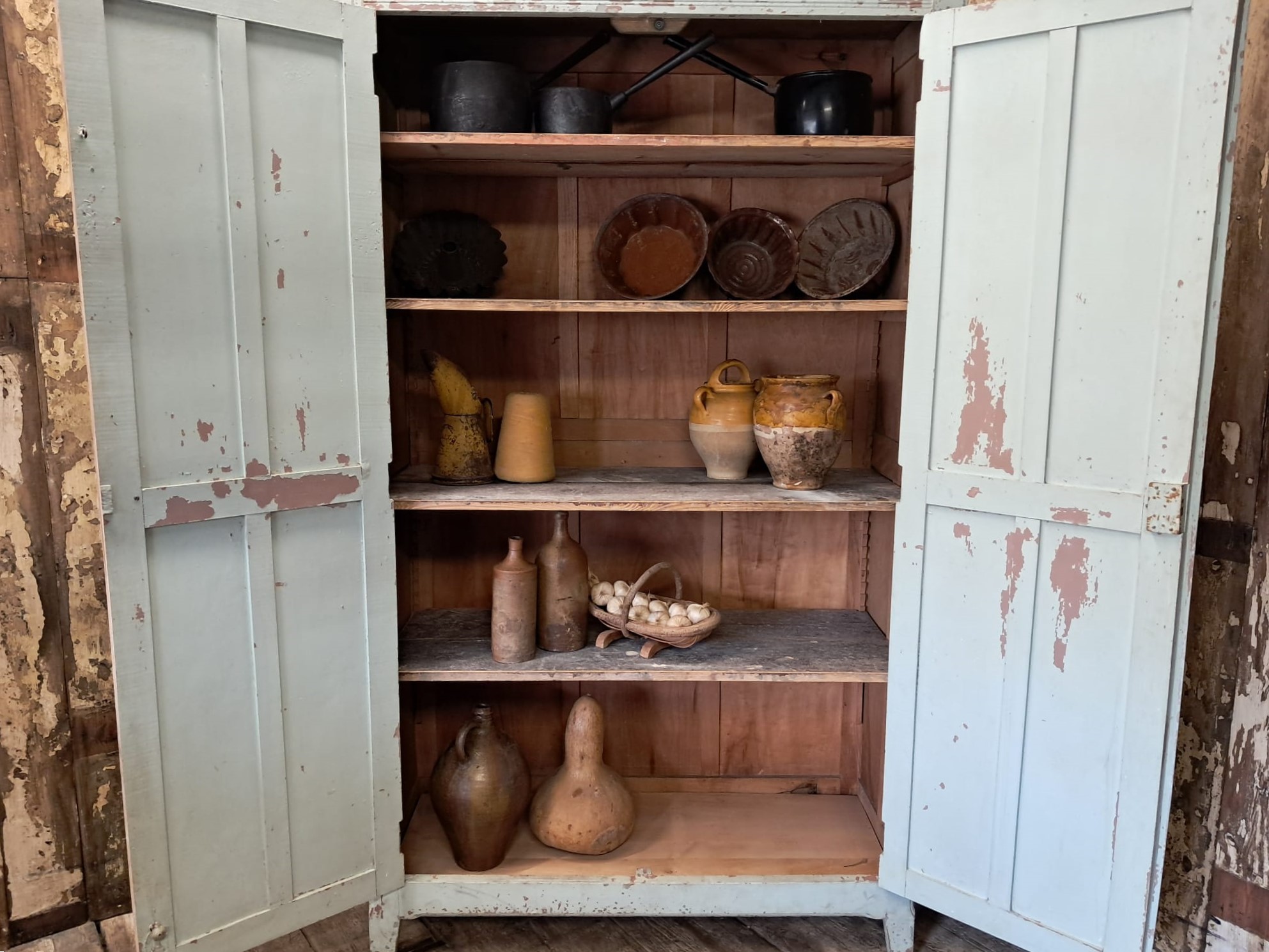 painted wooden shelved pantry cupboard furniture cupboards & cabinets