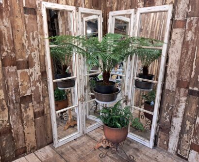 wooden french window mirror garden