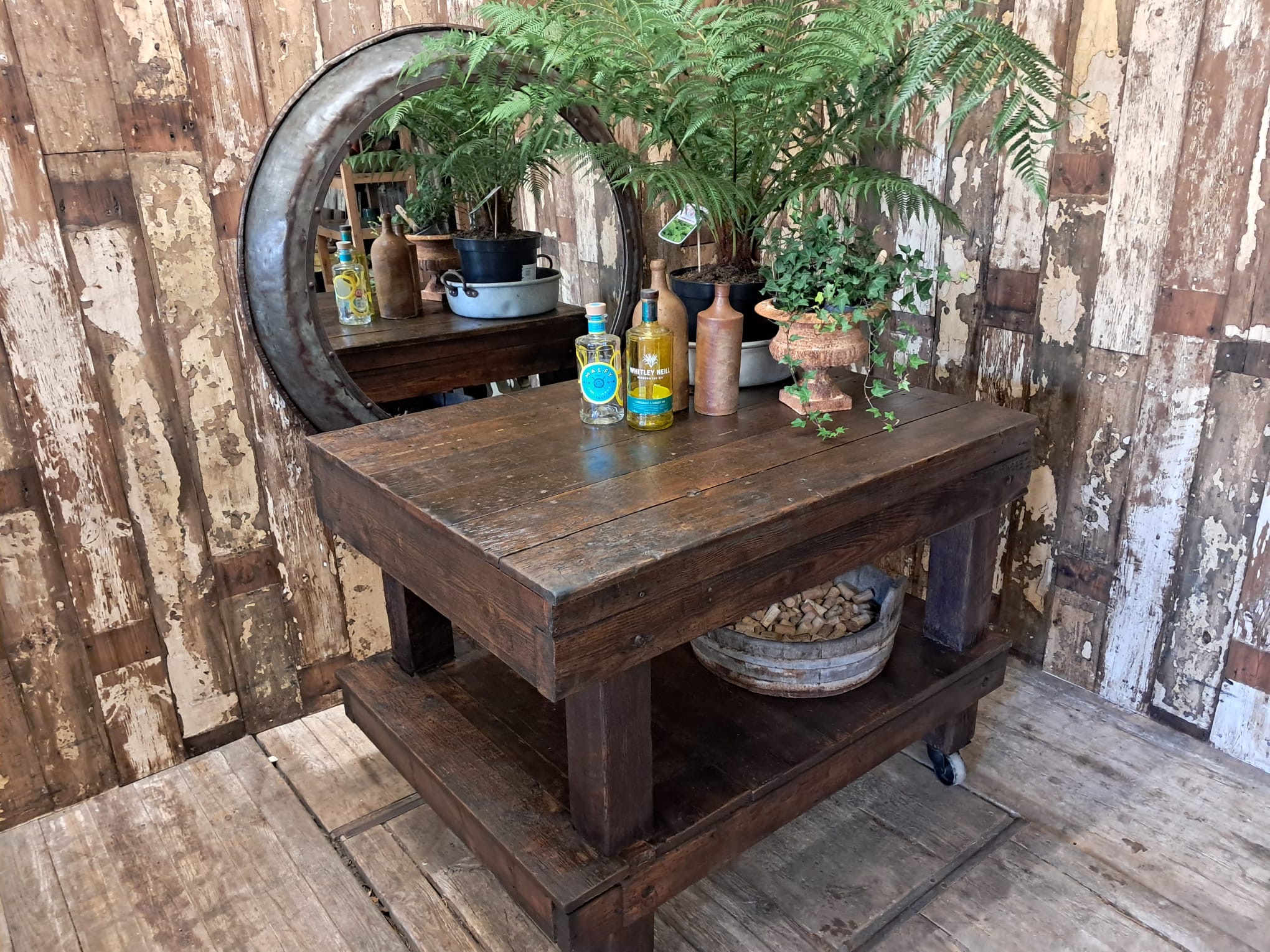 pine industrial trolley workstation table furniture tables industrial