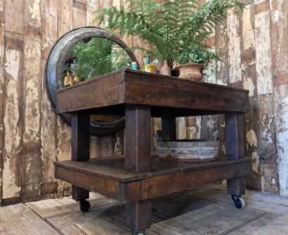 pine industrial trolley workstation table furniture tables industrial