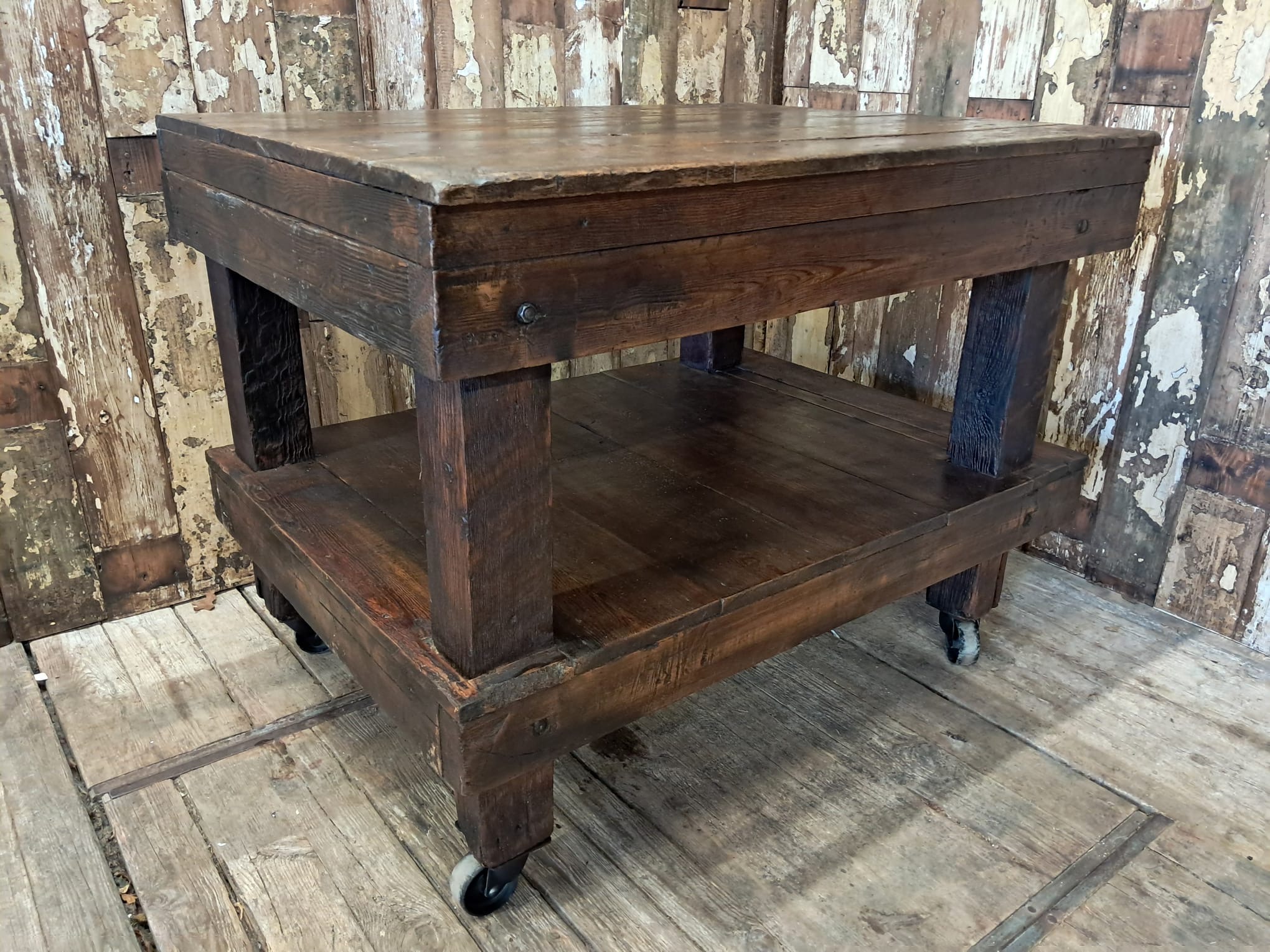 pine industrial trolley workstation table furniture tables industrial