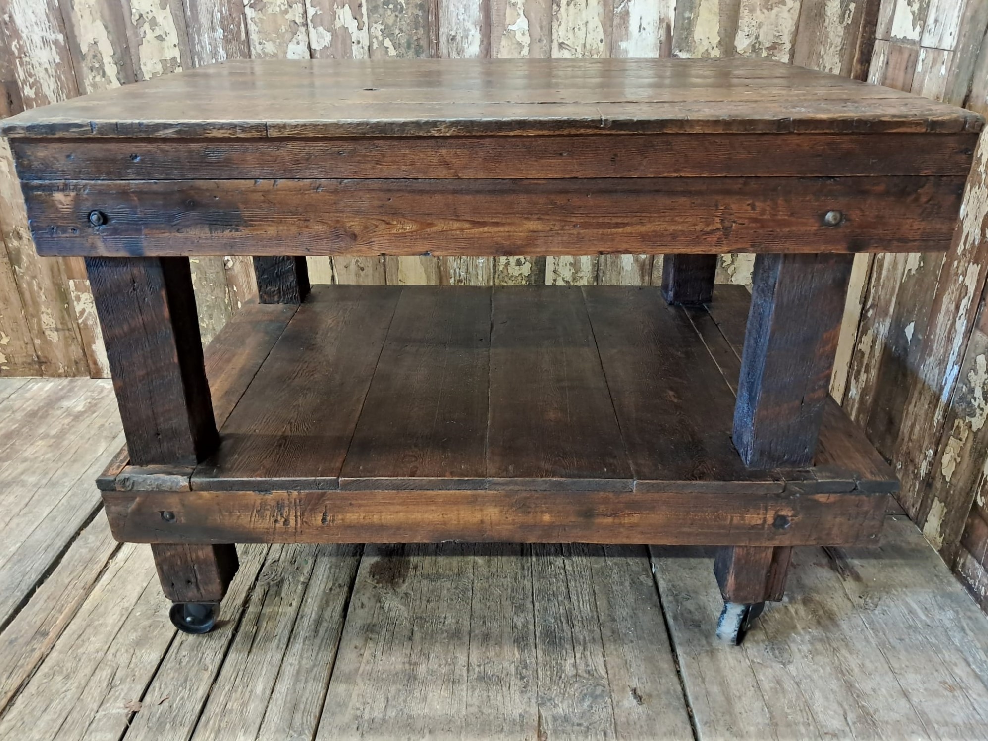 pine industrial trolley workstation table furniture tables industrial