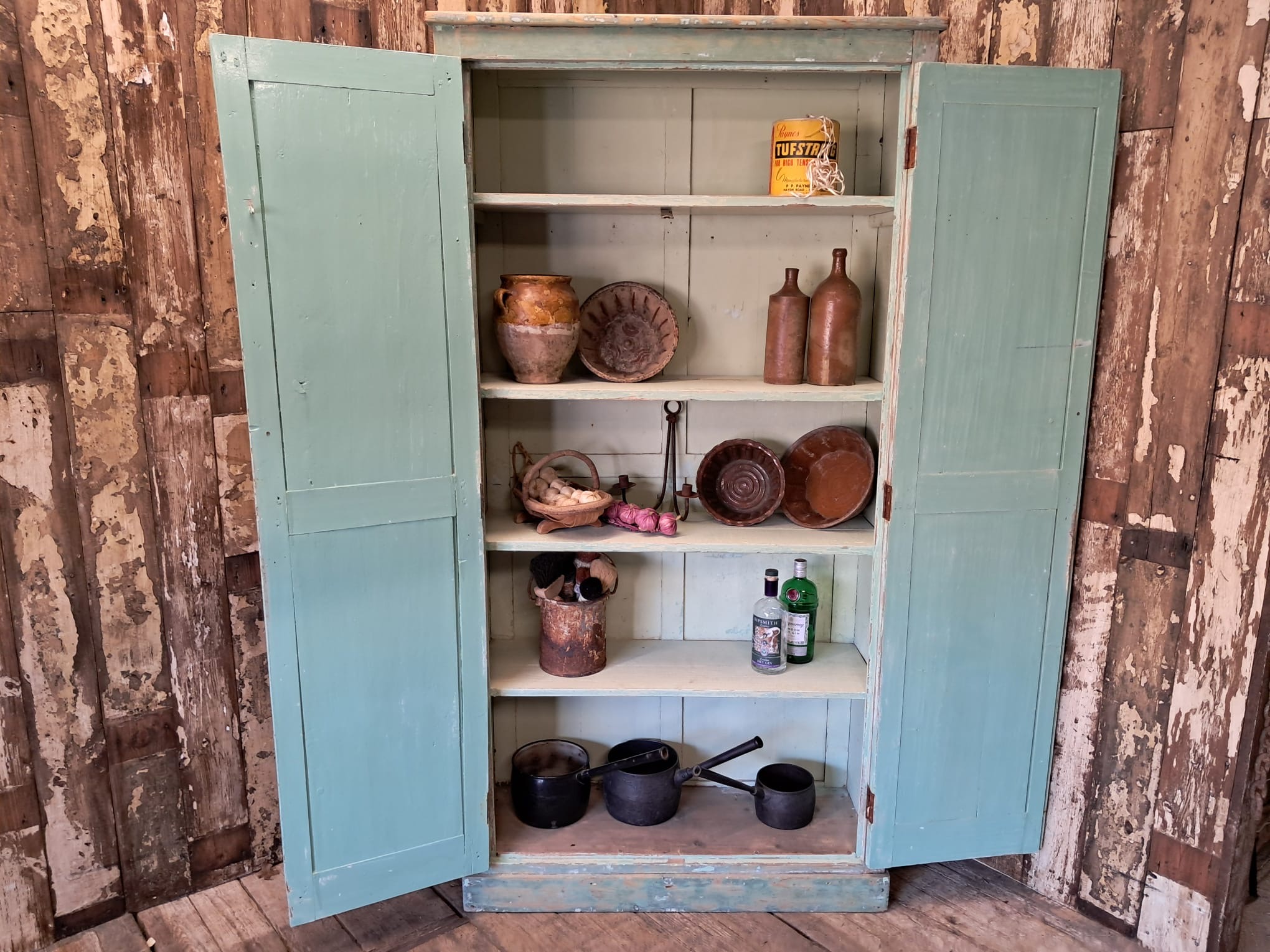 painted wooden shelved pantry cupboard furniture cupboards & cabinets