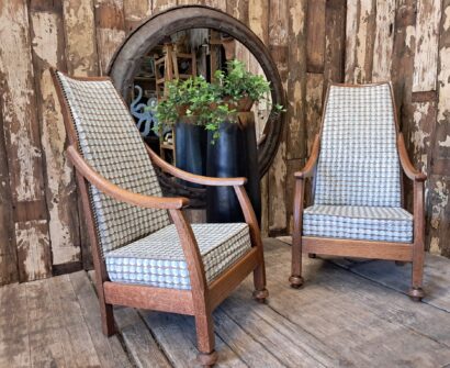 oak and upholstered armchairs seating