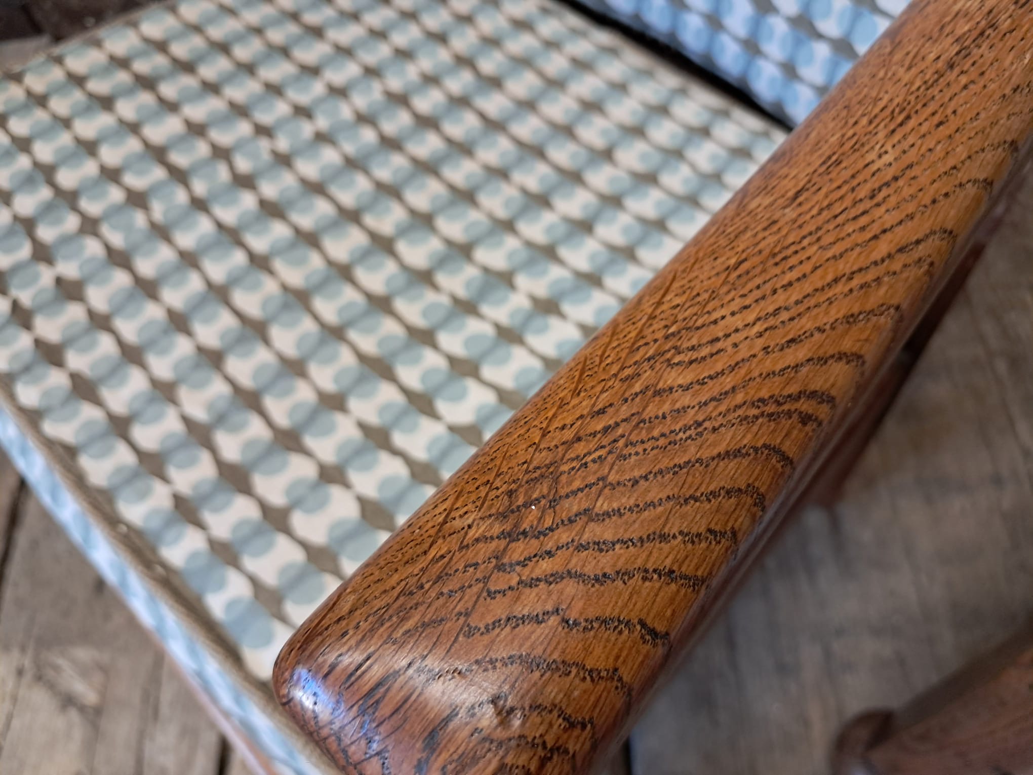 oak and upholstered armchairs seating