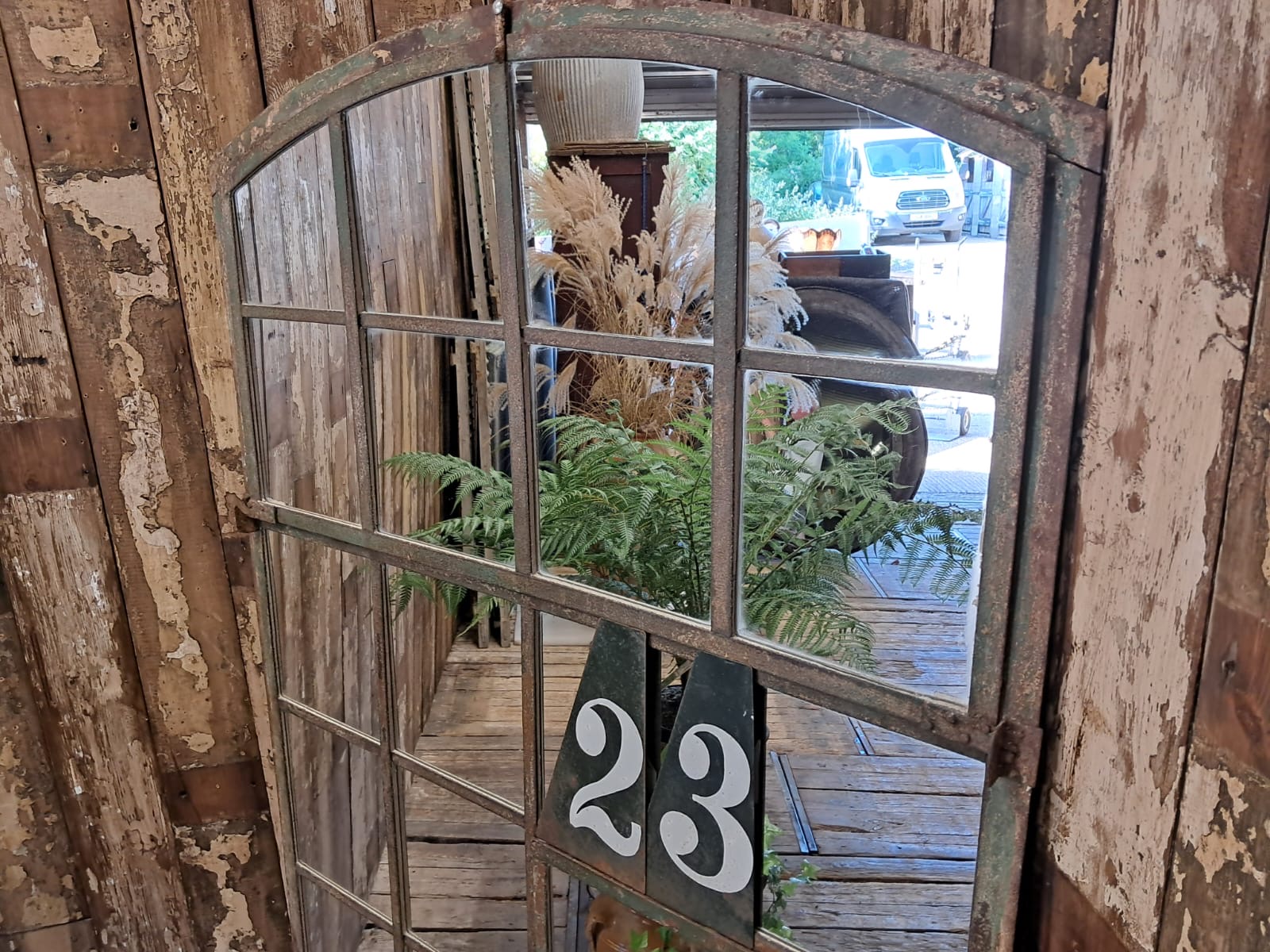 steel arch top factory window mirror mirrors garden
