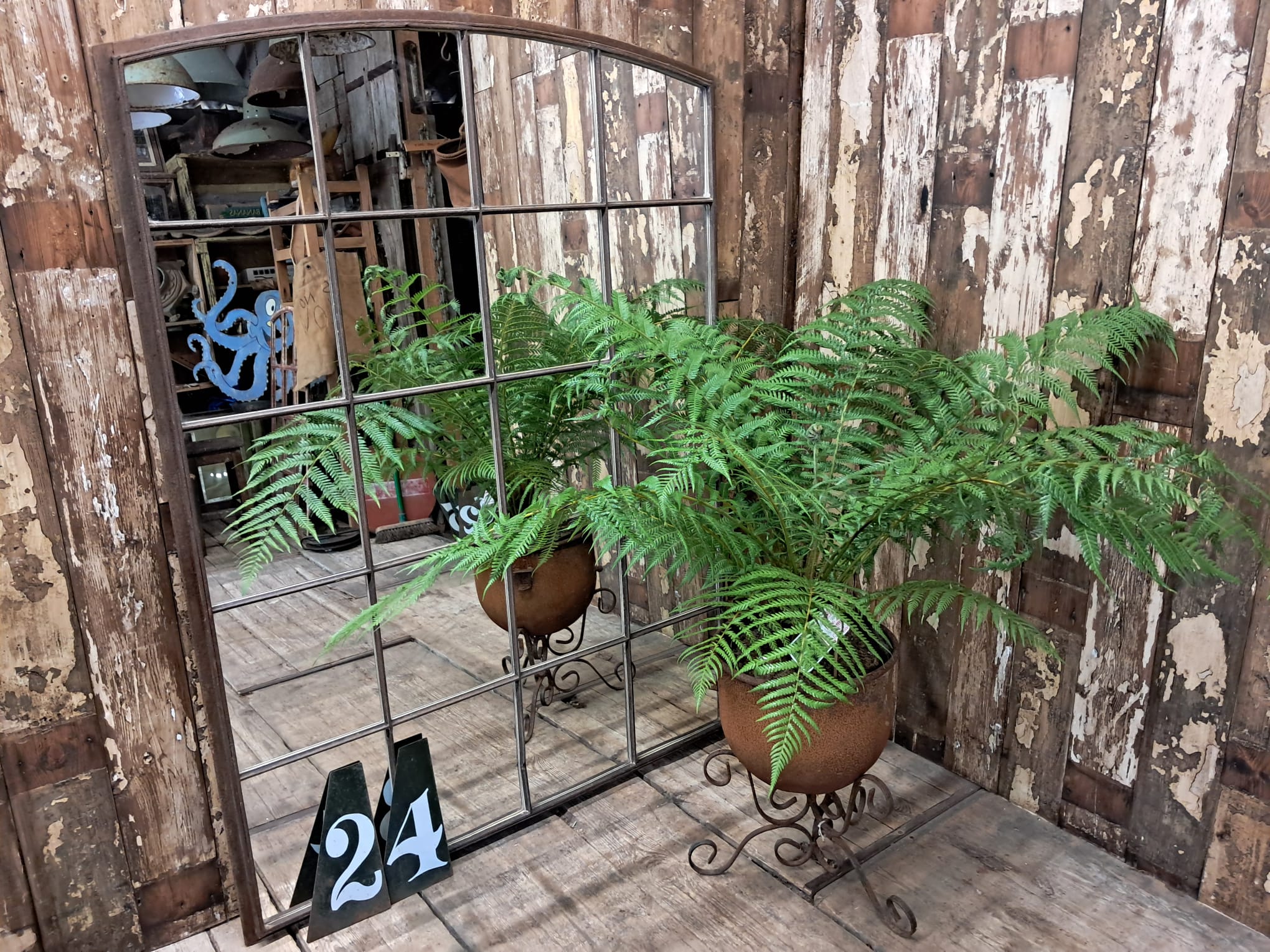 wrought iron arch top window mirror mirrors garden